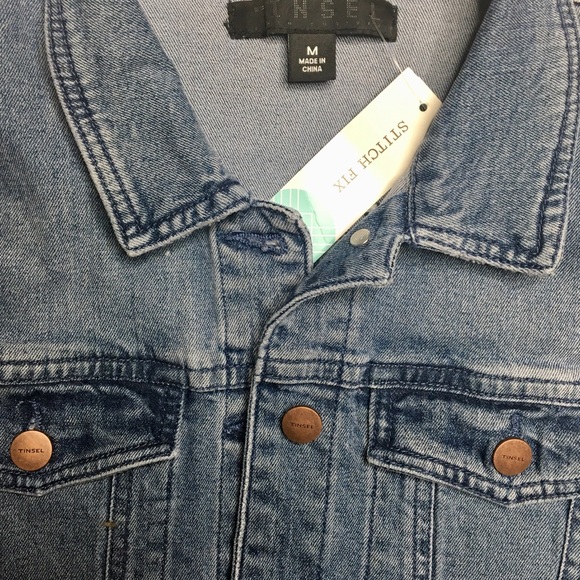 Tinsel Floral Embroidered Denim Jacket - Picture 7 of 8